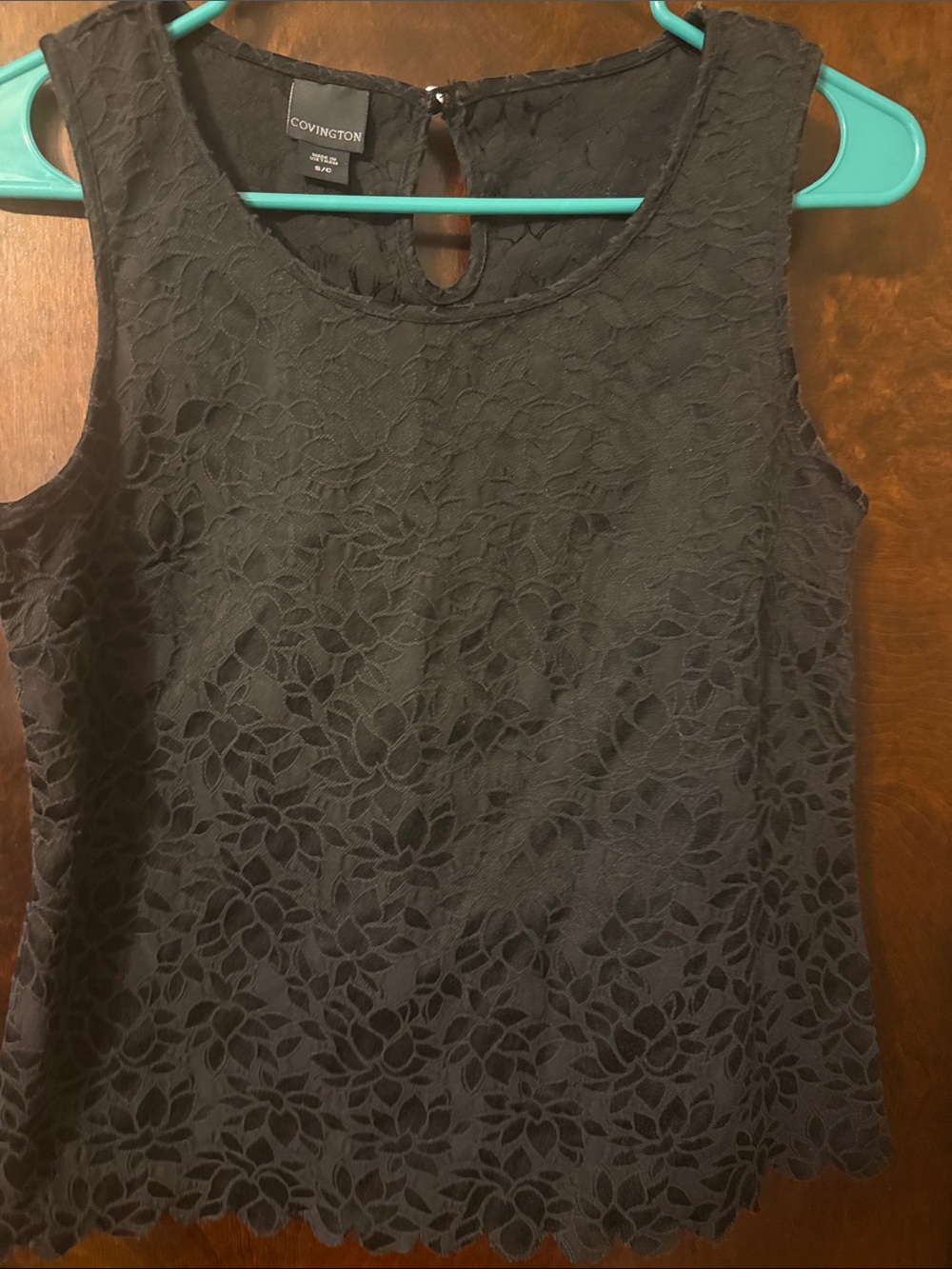 Covington Black Floral Lace Tank Top